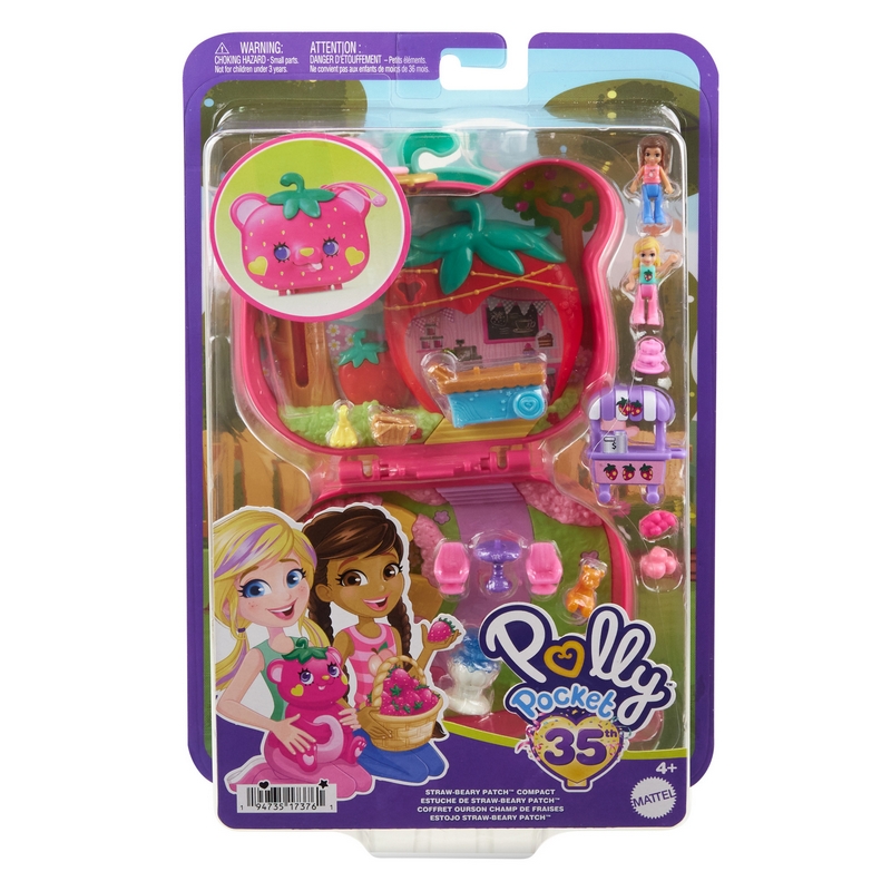 POLLY POCKET PLP Kompaktná sada plyšového medvedíka s jahodou HRD35